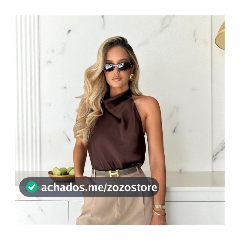 Blusa Frente Única Feminina Acetinada Gola Alta Elegante – Festa, Casual e Trabalho