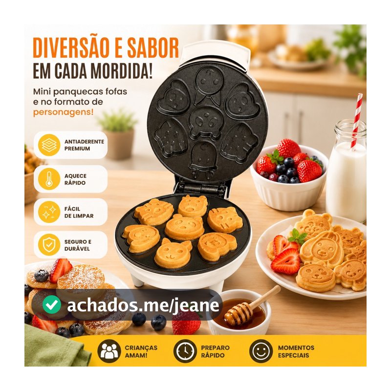 Máquina De Fazer Bolinho Cake Mini Waffle Bichinhos Elétrica 110V e 220V