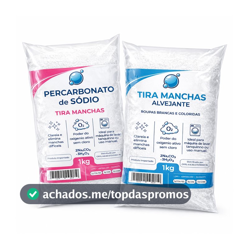 Tira Manchas Alvejante 1kg E Percarbonato de Sódio 1kg Remove Manchas
