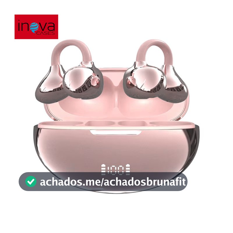 INOVA FreeClip Fone de Ouvido Bluetooth Sem Fio Design em C Digital de Bateria Chamadas Nítida