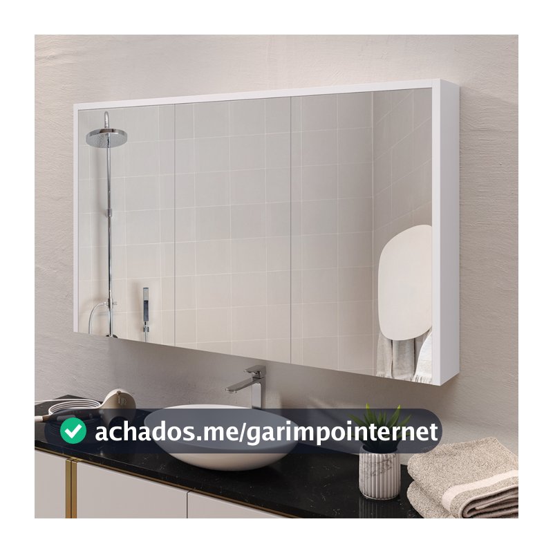 Espelheira Banheiro Trindade 3 Portas Com Amortecedor
