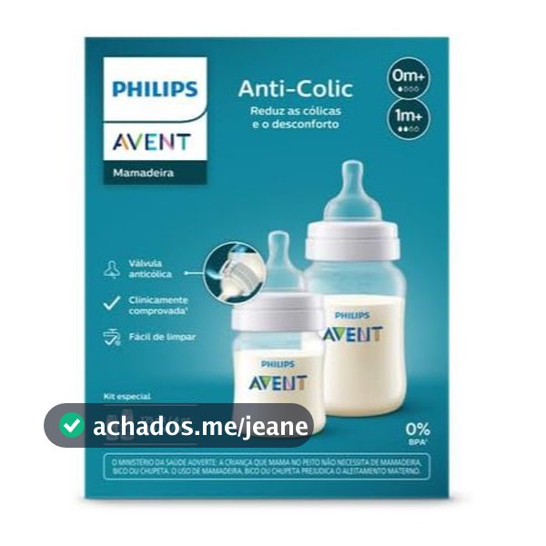 1 Kit 2un Mamadeiras Philips Avent Anti-colic 125ml + 260ml, Transparente (SCY119/05)