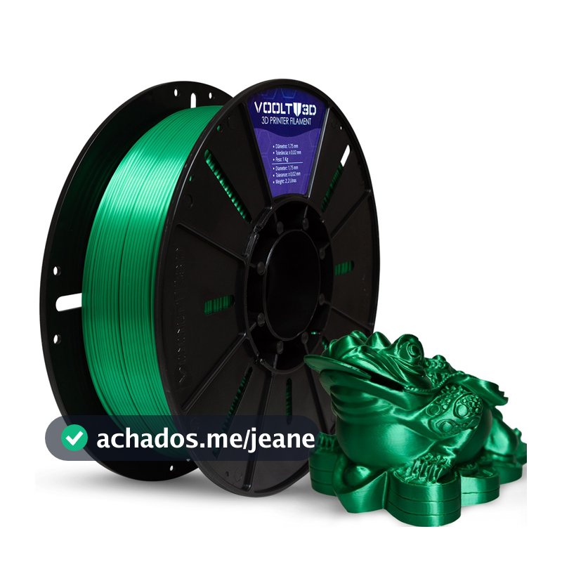 Voolt3D Filamento PLA V-Silk Verde 1Kg 1,75mm para Impressora 3D FDM