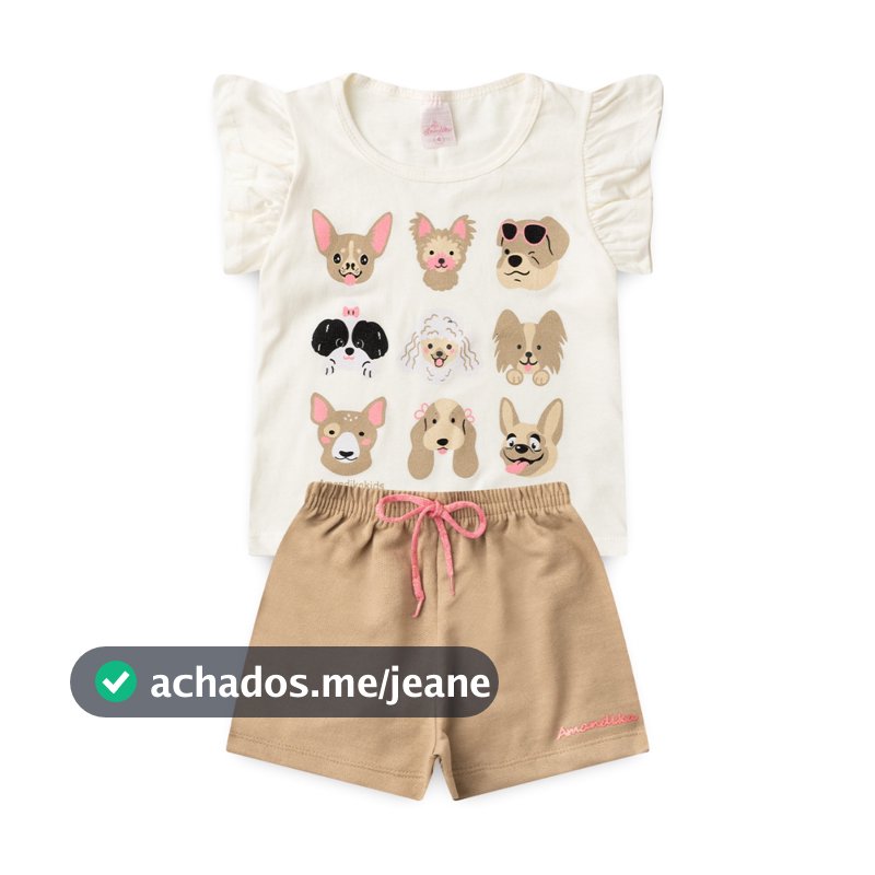 Conjunto Menina Infantil Feminino Verão Algodão Manga Franzida + Shorts Com Elástico Tendência L47