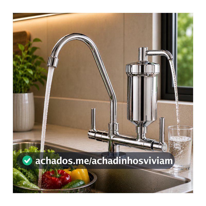 Torneira Bancada Com Filtro Purificador De Agua Gourmet Pia Cozinha Flexível Bica Movel Cromado