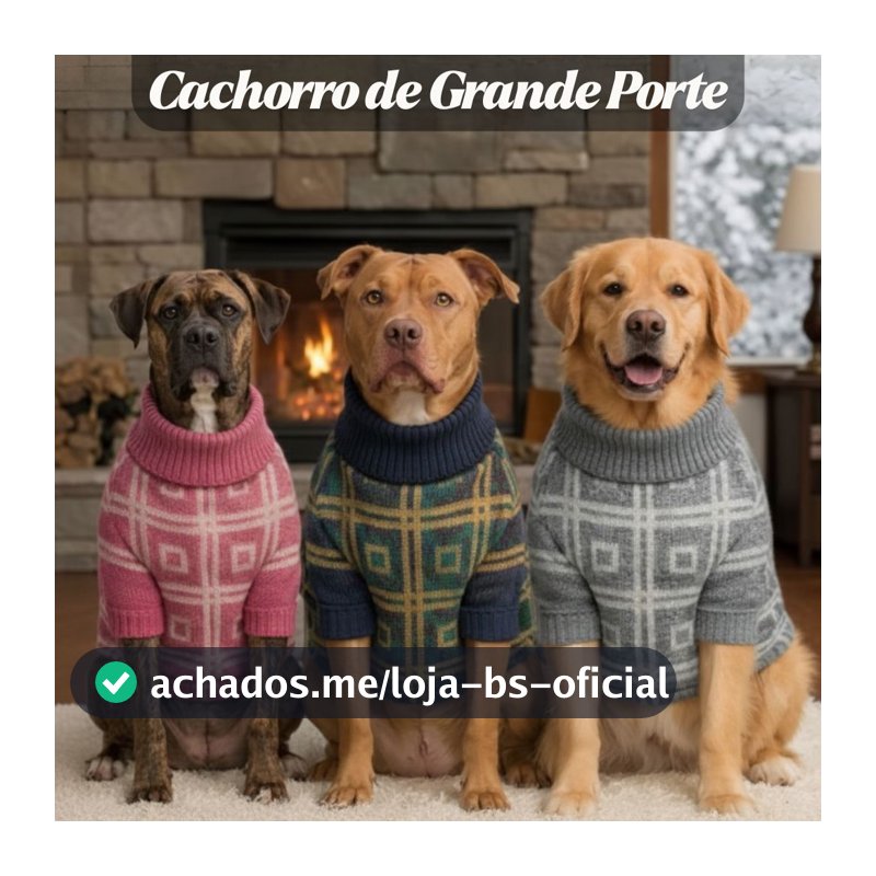 Roupa de Lã para Cachorro Grande Conforto  Tricot GG XG XXG Macia Fácil de Vestir Dias Frios Sortida