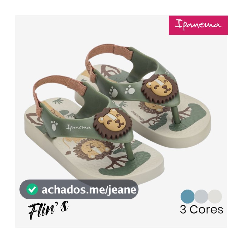Sandália Bebê Ipanema Sporty Baby Leão Safari Cachorro - Original Menino