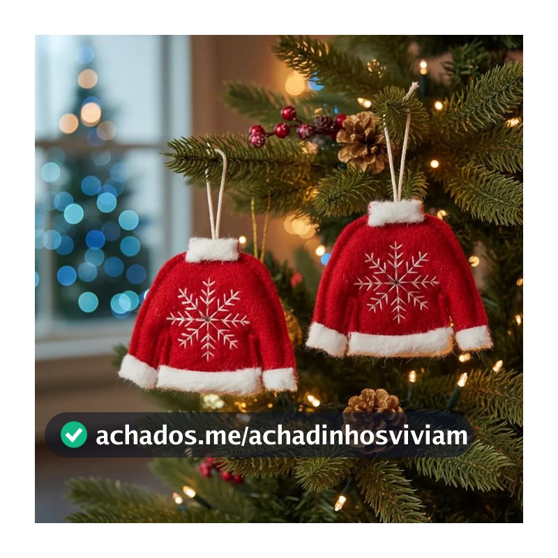 Kit 2 Pendente Natalino De Moletom Do Papai Noel De 12cm Vermelho