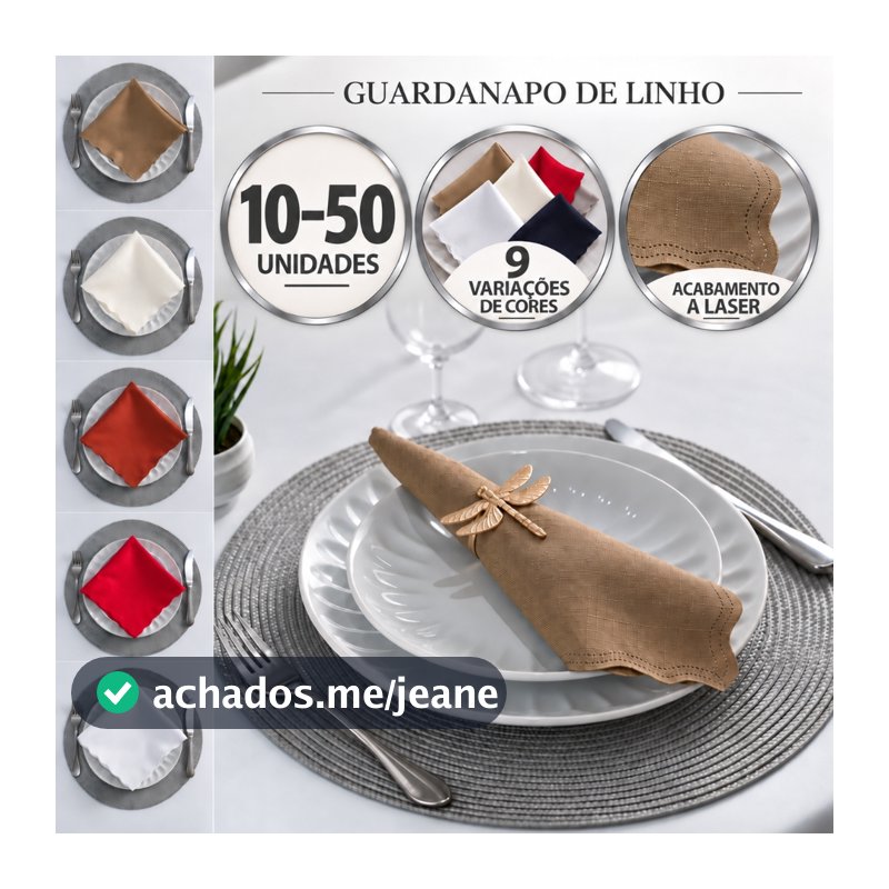 Guardanapo de Linho Tecido Kit ACABAMENTO A LASER Cores Variadas 40 x 40 CM Mesa Posta