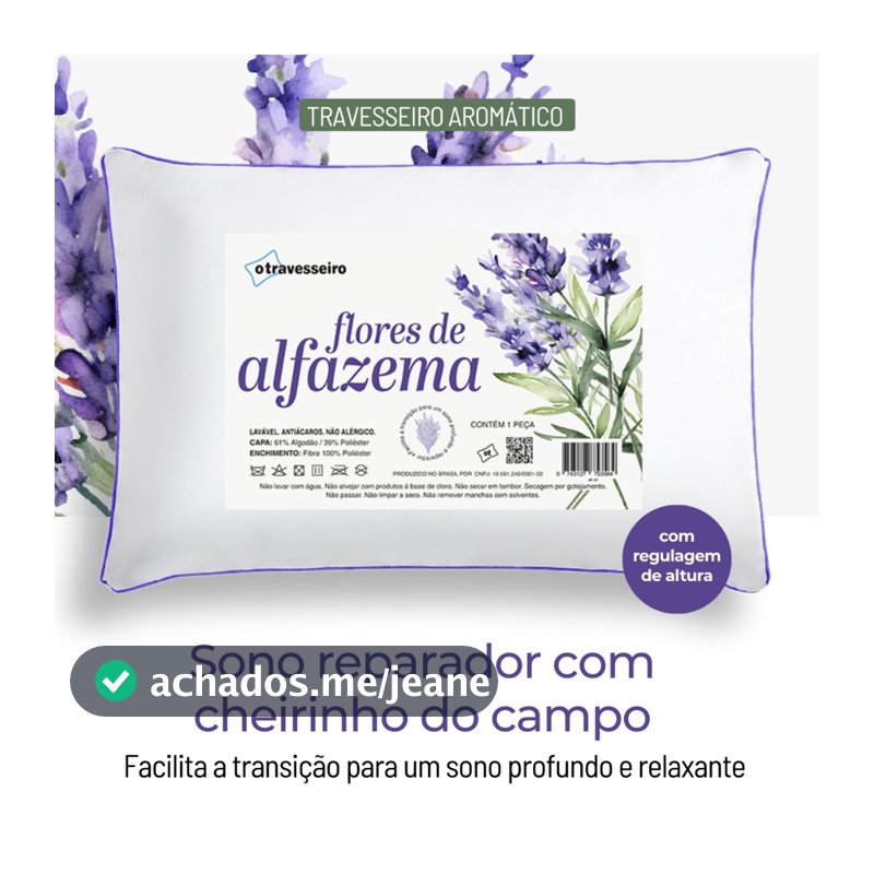 kit 2 Travesseiro Aromaterapia Flores de Alfazema 50x70cm com Zíper Ajustável Antialérgico