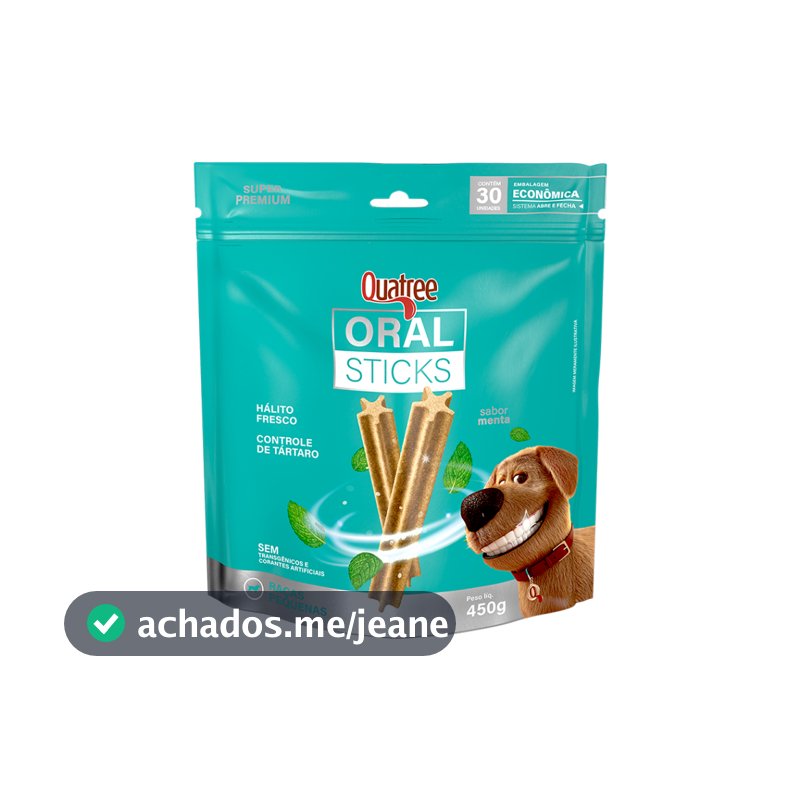 Quatree Sticks Raças Pequenas Controle de Tártaro e Mau Hálito 450 gr