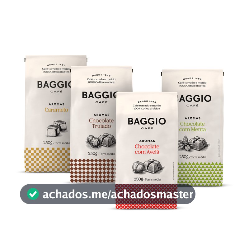 Kit Café Moído Baggio Aromas 1kg (4x250g) - Caramelo, Chocolate Trufado, Chocolate com Avelã e Menta