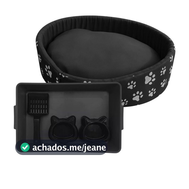 Cama para Gato Europa Lávável + Caixa de Areia Completa 4 Peças