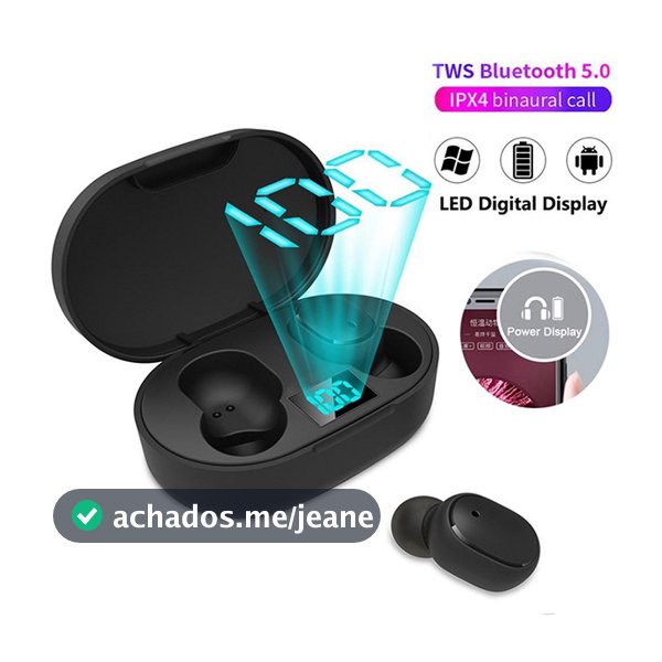 E6S Fones De Ouvido TWS Sem Fio Display LED 9D Estéreo Redução Ruído Longo Tempo À Prova Dwaterproof Água HD Chamada Sma