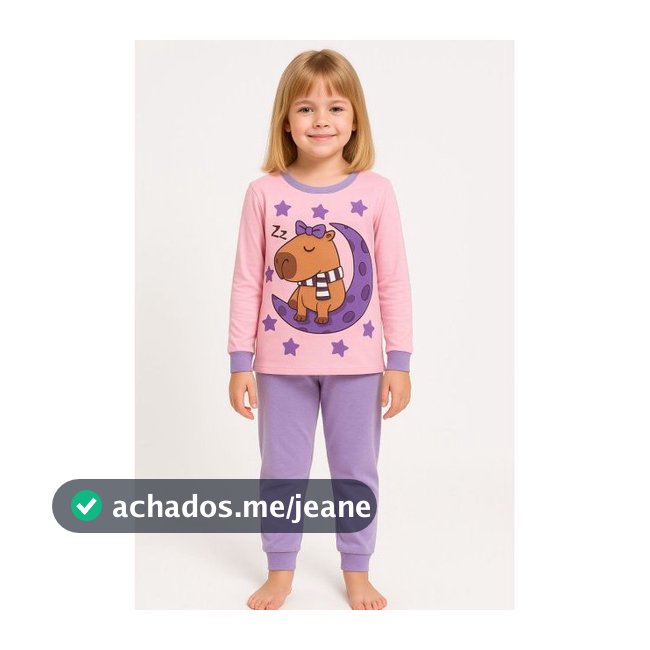 Pijama Infantil Menina Capivara Lunar BRILHA NO ESCURO