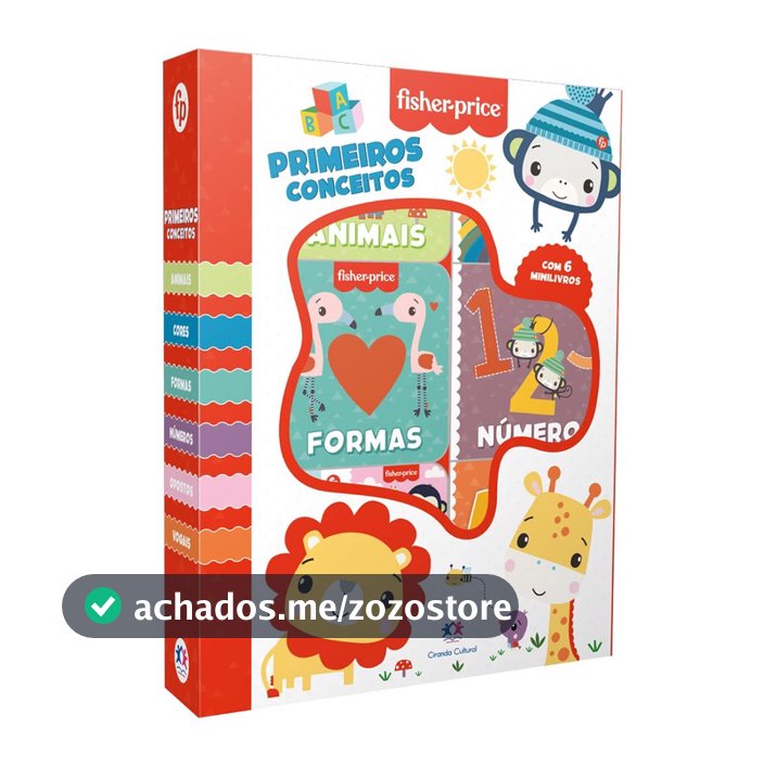 Box De Livros Fisher Price Com 6 Mini Livros Infantil Primeiros Conceitos