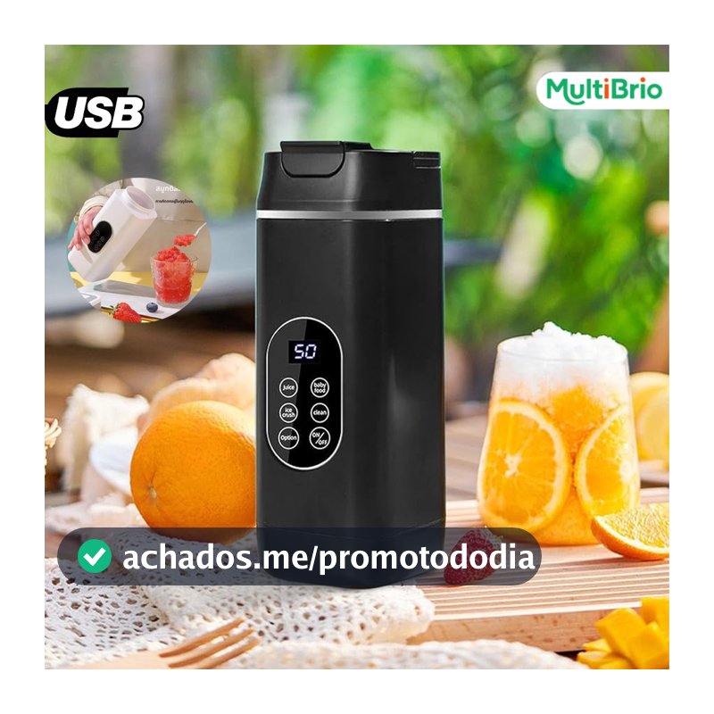 Liquidificador Portátil 12 Lâminas com Display Digital – Recarregável USB, 420ml, 50W