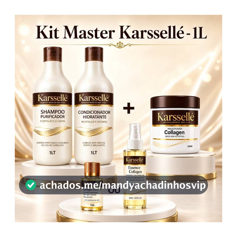 Kit Shampoo 1LT + Condicionador 1LT + Máscara 500g + Oleo 7ml OU 60ml - Karssellé