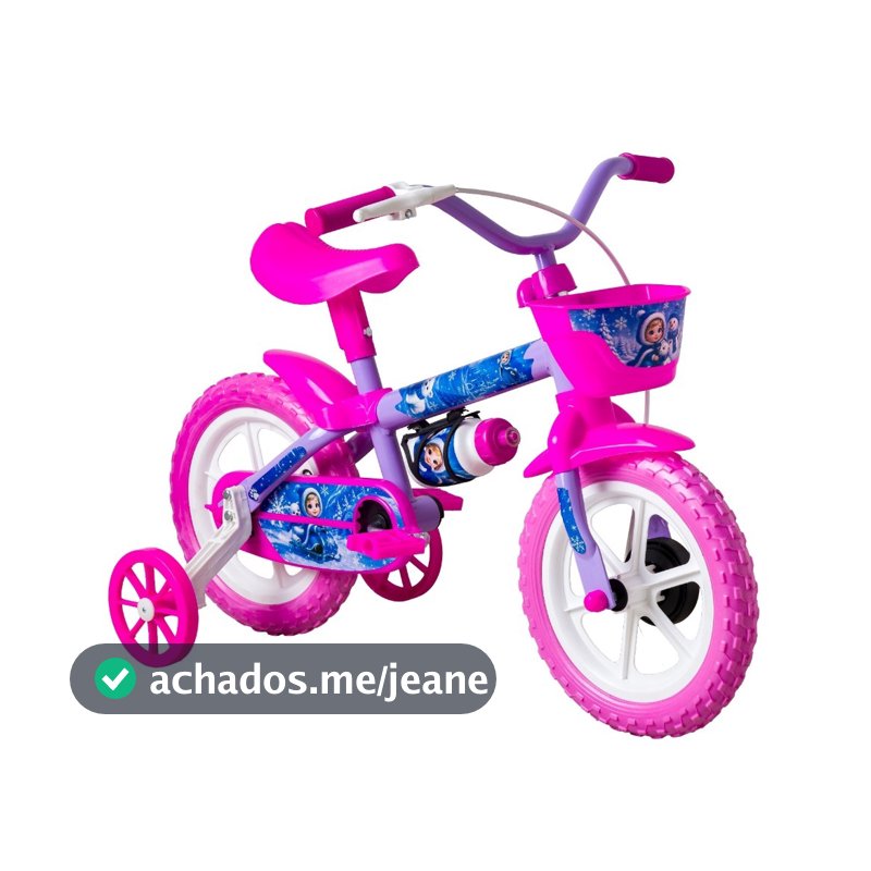 Bicicleta Infantil Aro 12 com Rodinhas Cestinha Rodinhas Quadro em Aço Banco Regulável