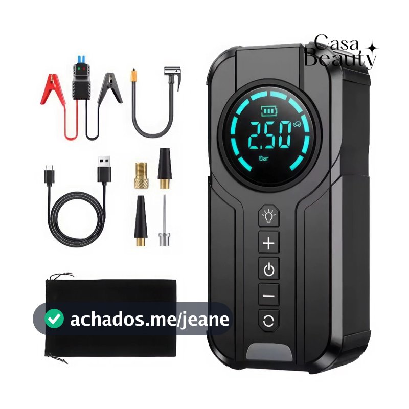 Bomba De Ar Auxiliador de Partida De Carro 4 Em 1 Multifuncional Compressor Power Bank CASABEAUTY