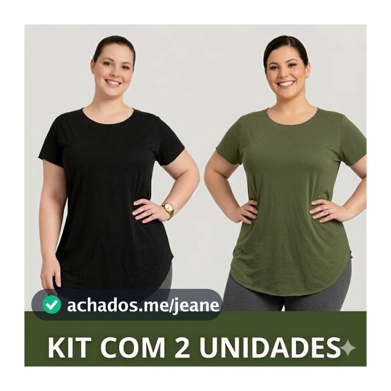 Kit 2 Camisas Fitness Plus Size Alongadas Tapa Bumbum em  Premium