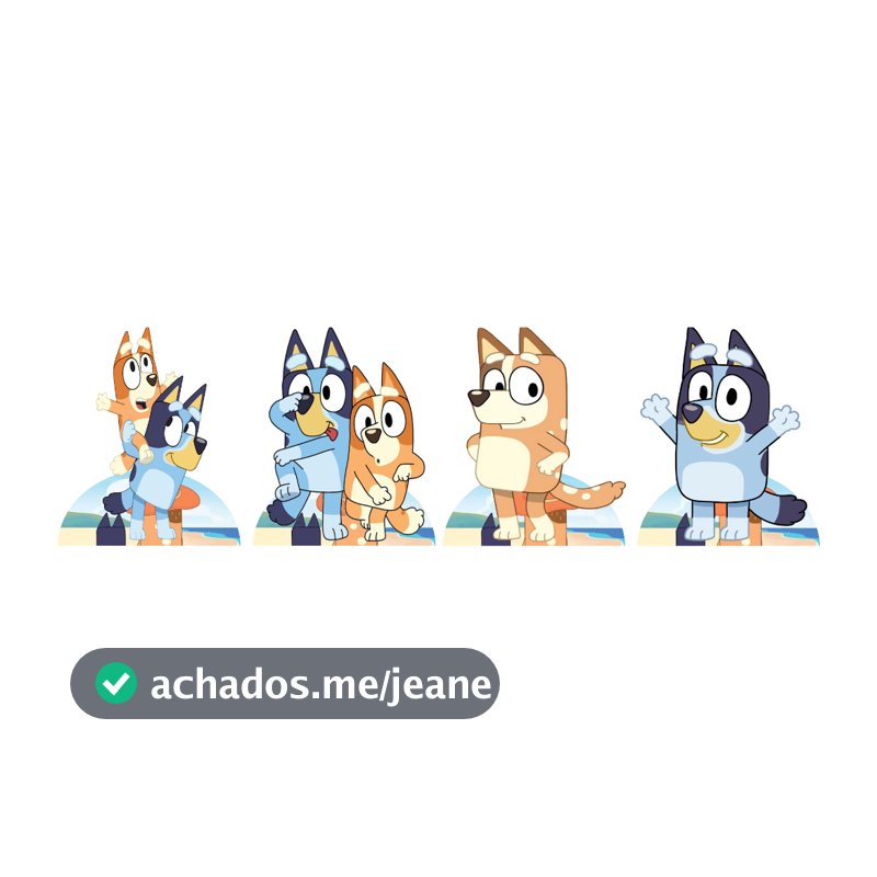 Bluey Kit Com 4 Displays de Mesa 20 cm Decoração Festa