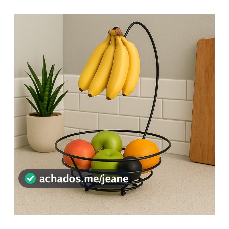 Fruteira Aramada Redonda Com Suporte Cesta Para Banana Preta Black Cesta Organizador De Frutas