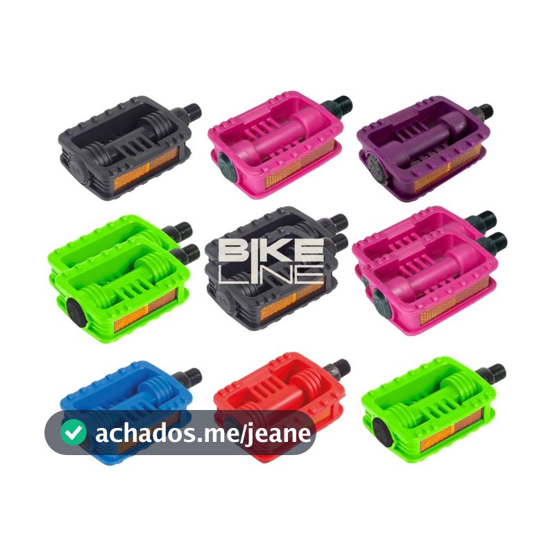 Pedal Bicicleta Infantil Mirim Colorido Para Aro 16 e Aro 20 Rosca Fina 1/2 Par Nylon Resistente
