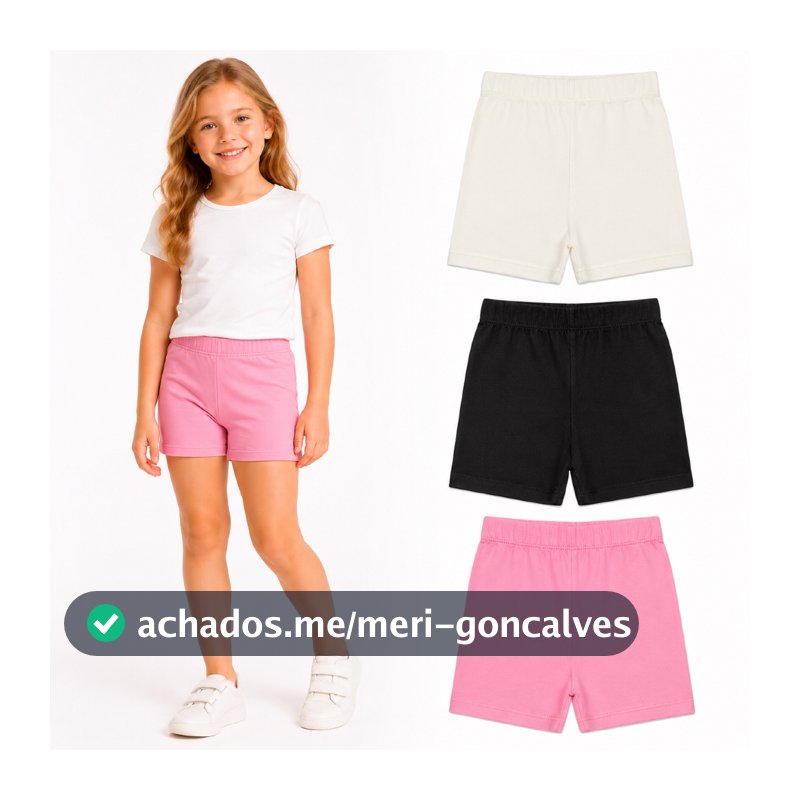 Short Boxer Infantil Curto Cotton Menina 96%Algodão Ideal para Usar com Saias e Vestidos Tam 2 ao 12