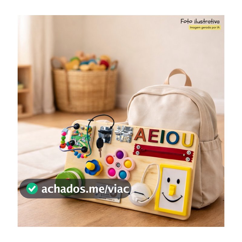 Painel Sensorial Montessori Educativo / Painel de Atividades / Portátil Blumenau - com 35x20cm