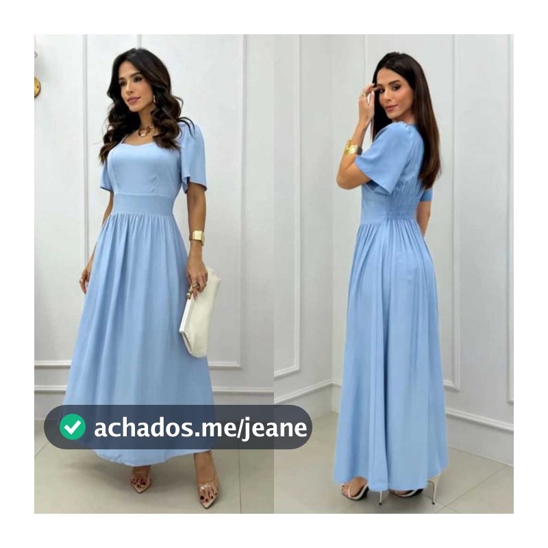 vestido longo feminino liso elegante com manga curta