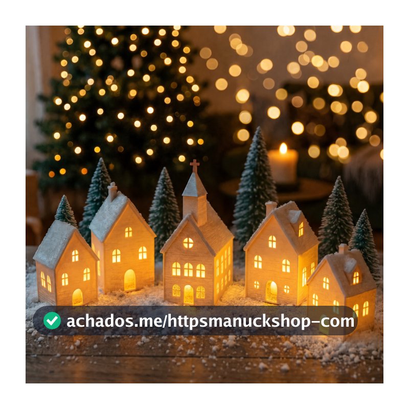 Kit 5 Casinhas Vila Natalina Iluminadas - Com Velas de Led - Magia e Aconchego para o seu Natal!