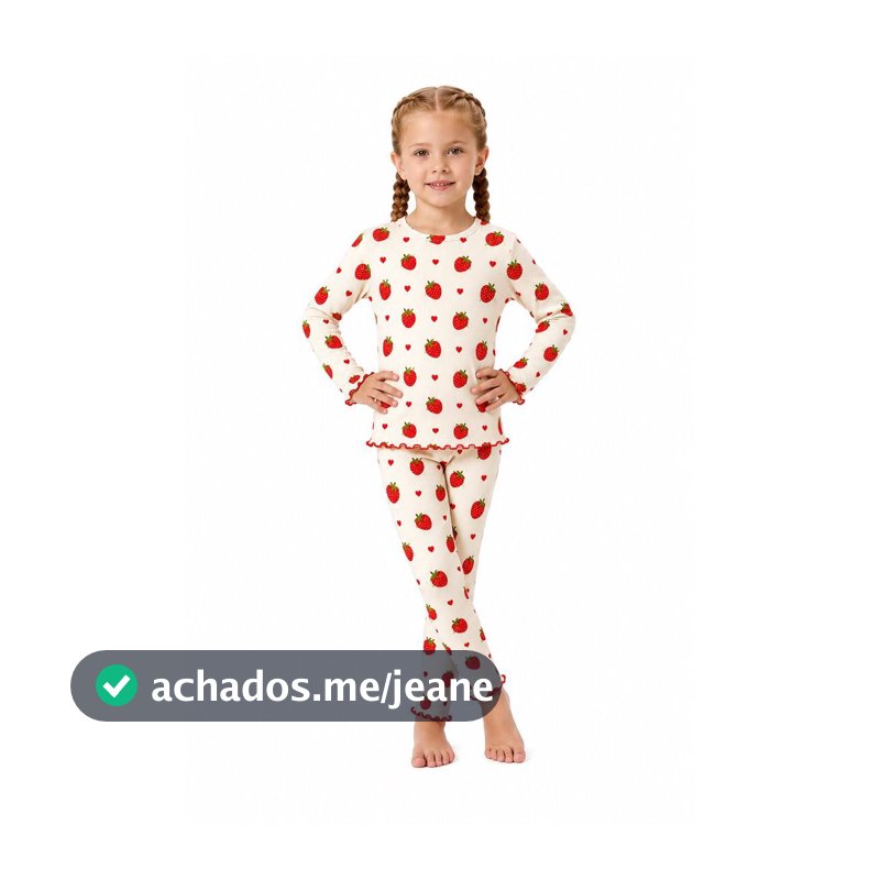 Conjunto Infantil Menina Canelado Manga Longa Estampado - Casual Meia Estação Confortável