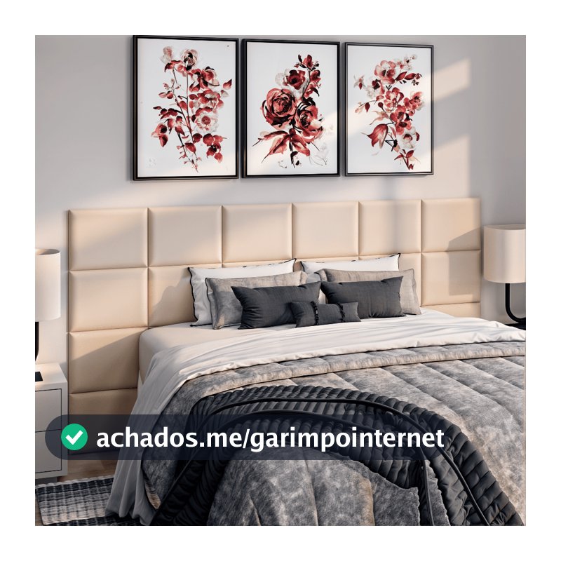 Kit Cabeceira Estofada Completa Adesiva em Modulos 40x30 para Cama de Solteiro Casal Queen King Box