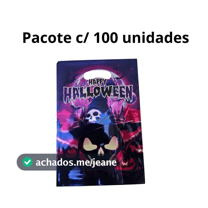 Saquinho 17x25 Sacolinha Surpresa c/100 Metalizado Halloween Doces Travessuras Trick Treat Lembrancinha Presente