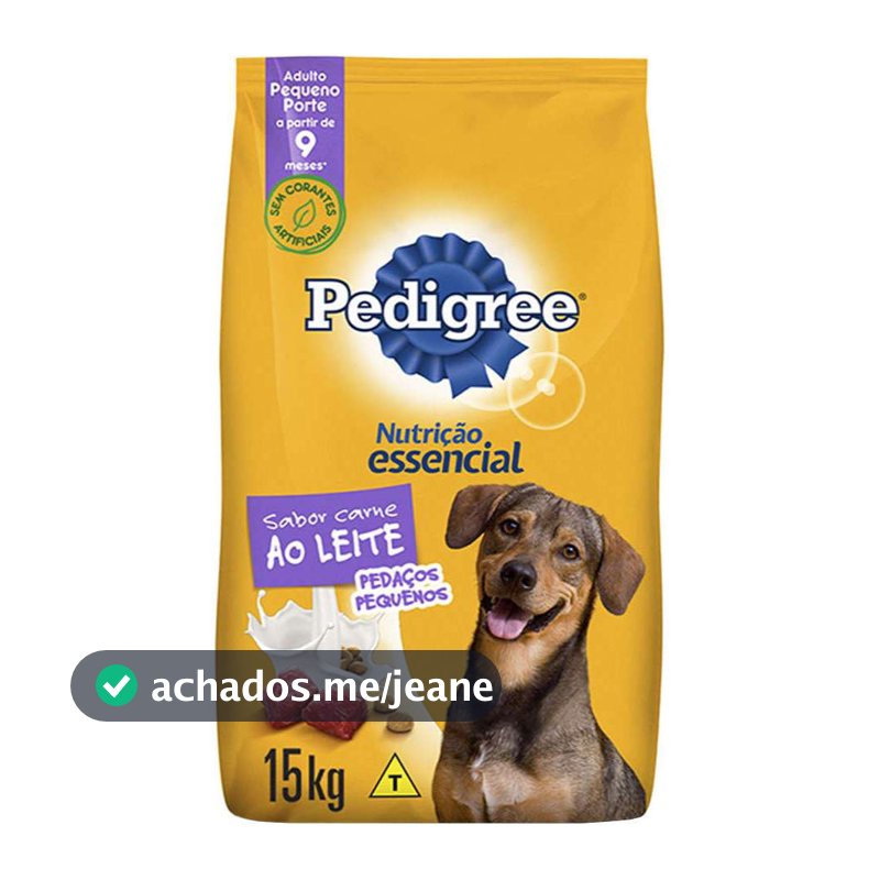 Ração Pedigree Nutrição Essencial para Cães Adultos RP sabor Carne ao leite 15kg