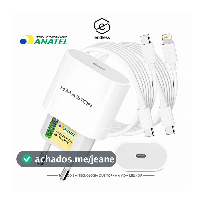 Carregador de Carregamento Turbo 30w Fonte 3A Torre Carregar Celular Tipo-C com Cabo Lightning(ios)