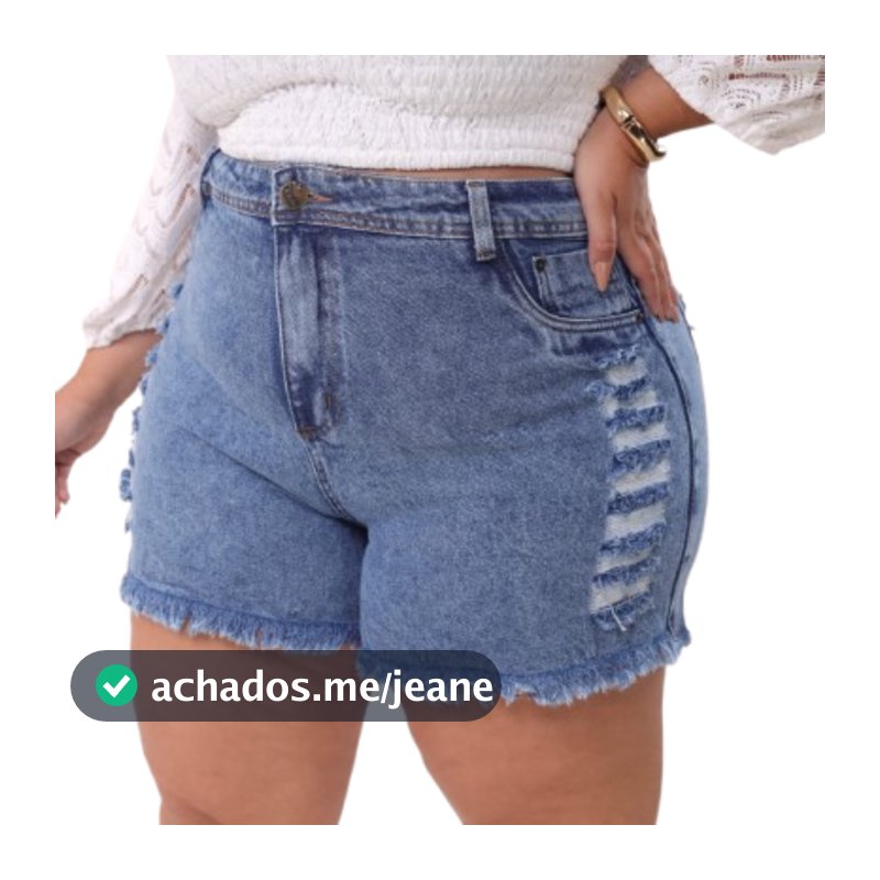 Short Jeans Feminino desfiado Plus Size Curto destroyed 46 ao 64