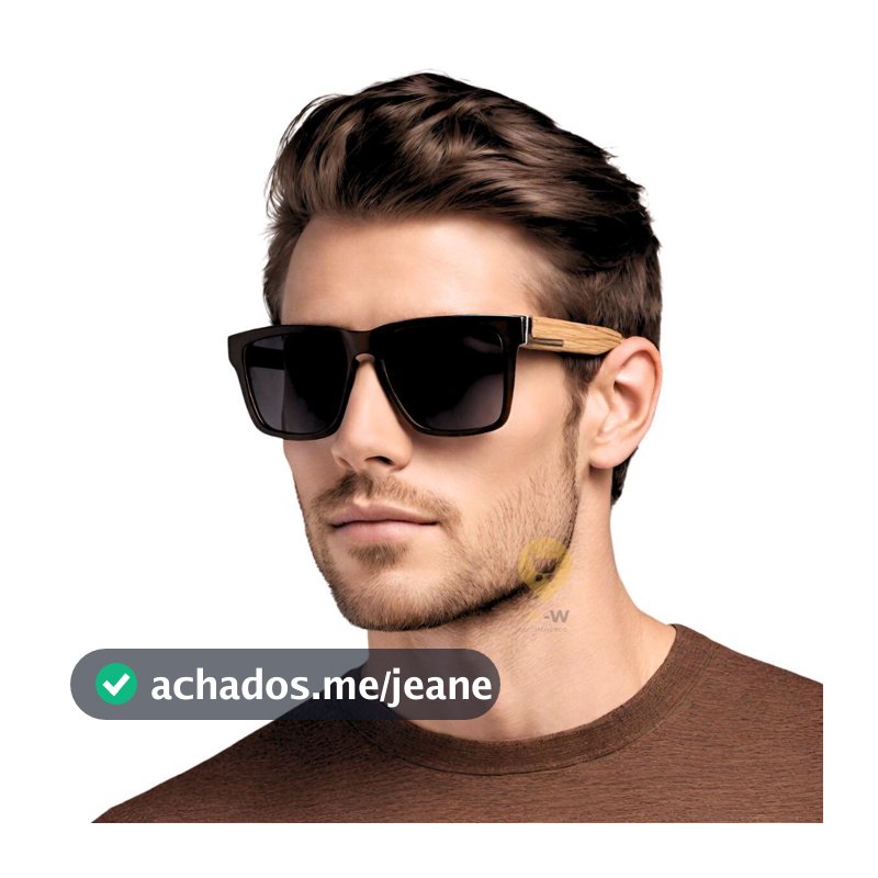 Óculos de Sol Masculino Quadrado Madeira Bambu Premium com Proteção UV400 Estilo Moderno Casual