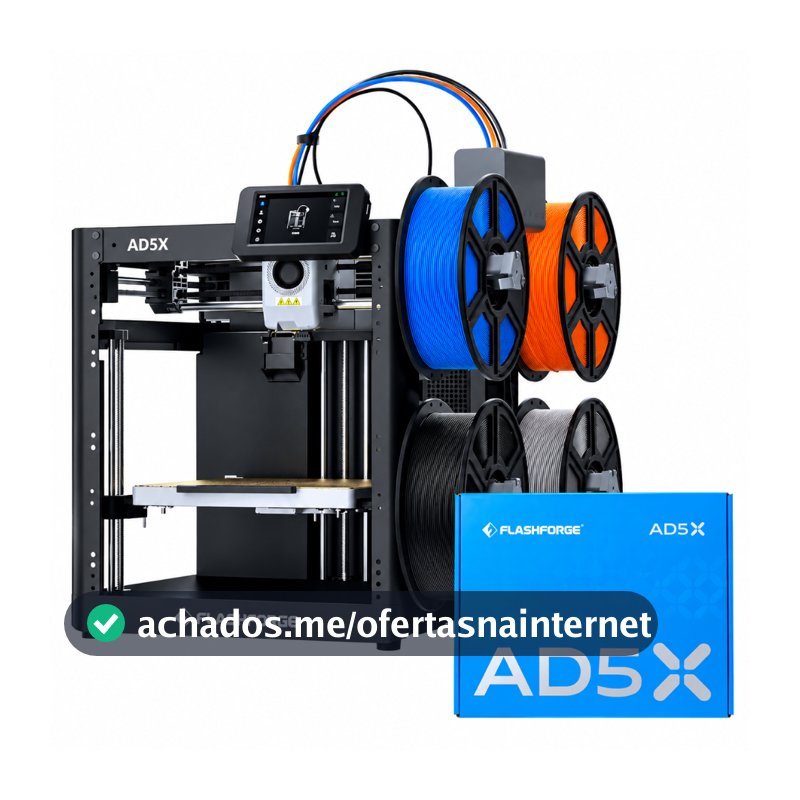 Impressora 3D Flashforge AD5X Multicolor 4 Cores CoreXY Wi-Fi com Kit de Gabinete Incluso e Nota Fiscal