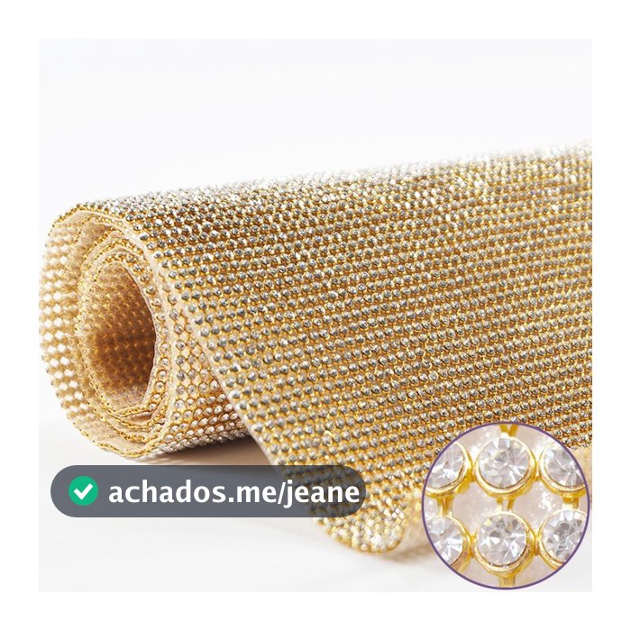 Manta de Strass fileiras Original Para Artesanato Chinelo Dourada Prata Fio Strass Manta chinelo