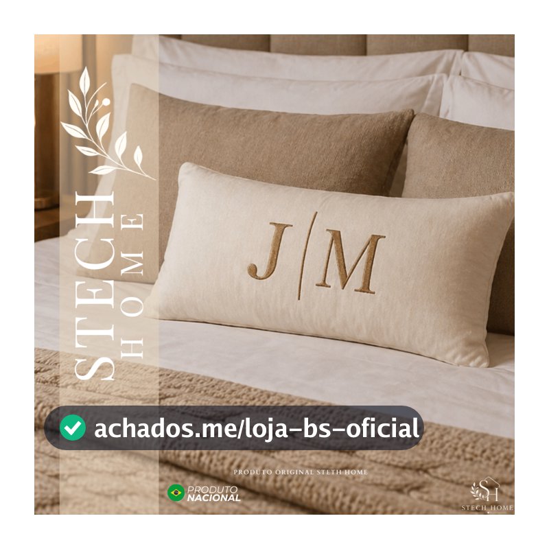 ALMOFADA DECORATIVA COM INICIAL DE CASAL PERSONALIZADA COM BORDADO PREMIUM