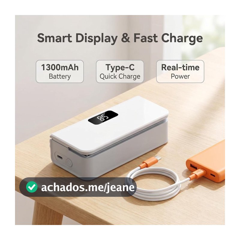 Mini Seladora e Cortadora de Sacos 2 em 1 USB Portátil, Selagem a Quente, para Fechar e Conservar Alimentos