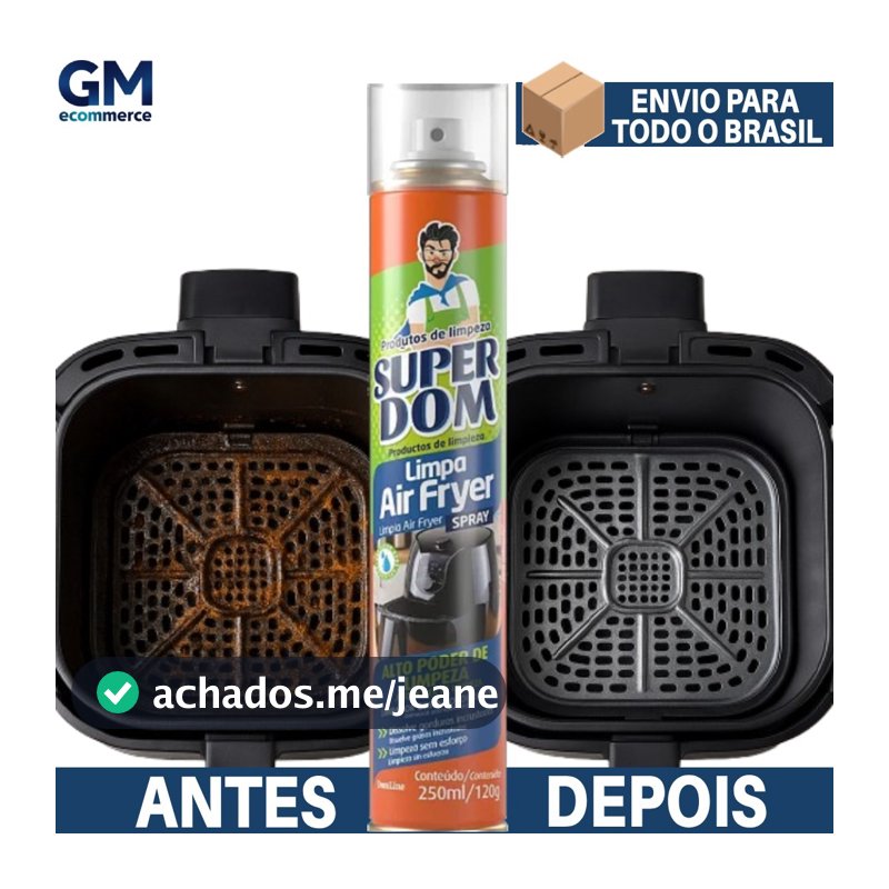 Limpa Air Fryer Spray 250ml Super Dom – Remove Gordura Pesada, Limpeza Rápida e Fácil Uso