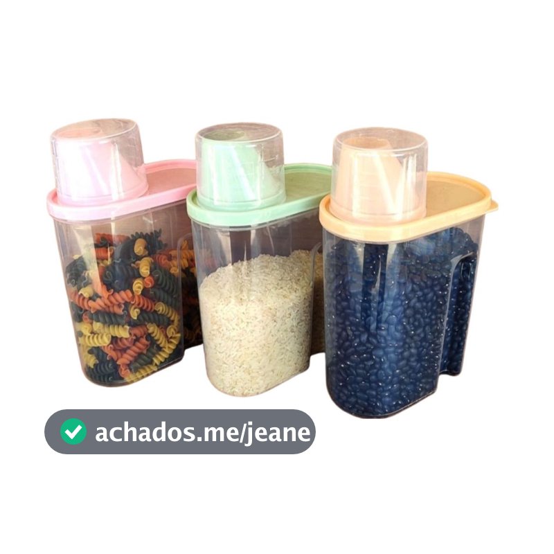 Pote Dispenser Alimentos Porta Mantimentos Pote Hermético Grãos Cereais Copo Dosador Pote Incolor Tampa Branca