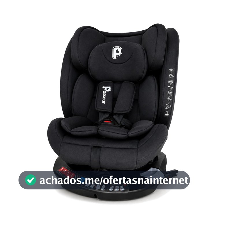Cadeira Para Automóvel Até 36kg Nora ISOFIX 360° Reclinável Redutor Acolchoado Preto