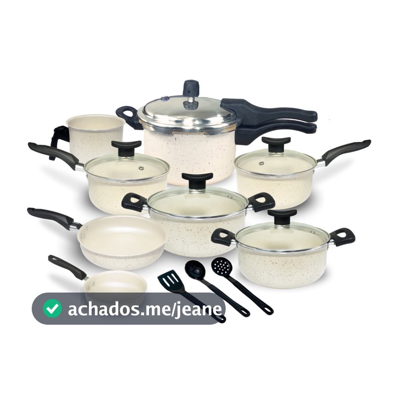 Jogo de Panelas Teflon Munique 11 Pçs com Panela de Pressão fechamento externo de 2.5L
