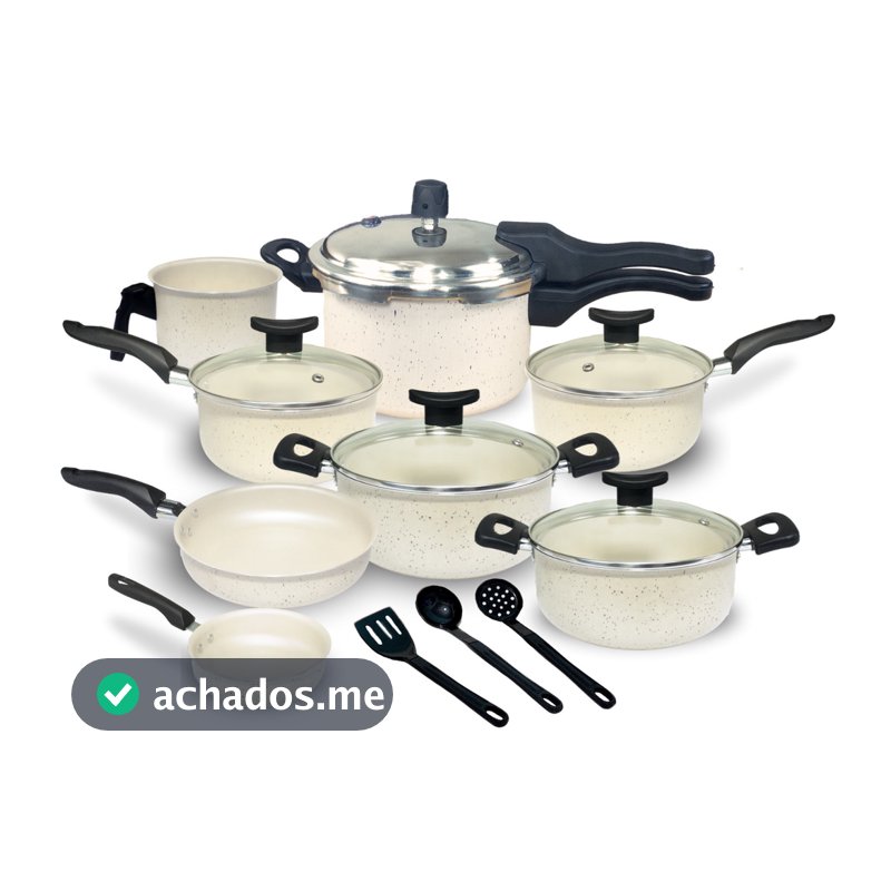 Jogo de Panelas Teflon Munique 11 Pçs com Panela de Pressão fechamento externo de 2.5L