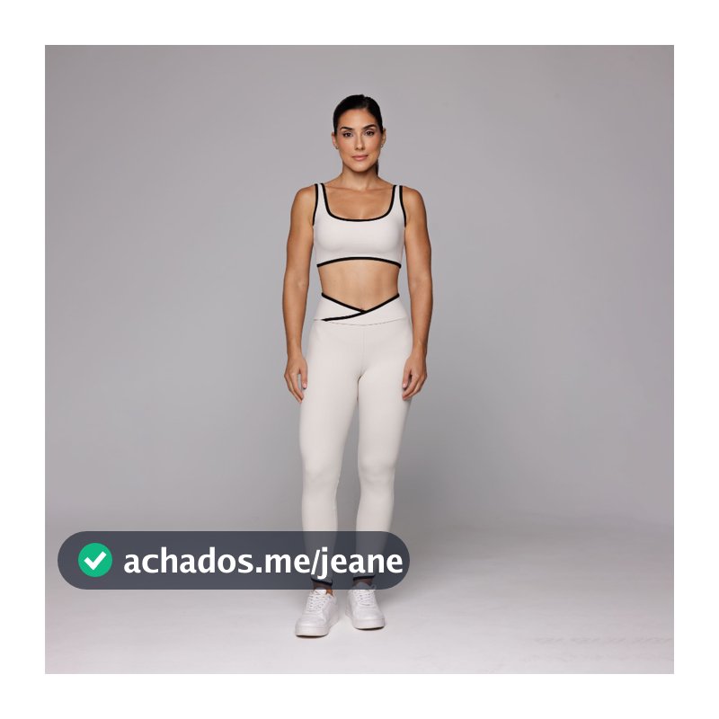 Conjunto Academia Kate Fitness Feminino Top Alta Sustentação e Calça Legging Cós Cruzado Coleção Duo