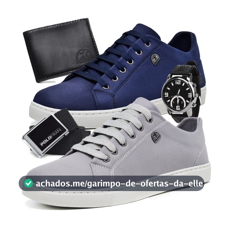 Kit 2 Tênis Masculino Sapatênis Polo Fran Básico Casual Com Carteira Cinto e Relógio London